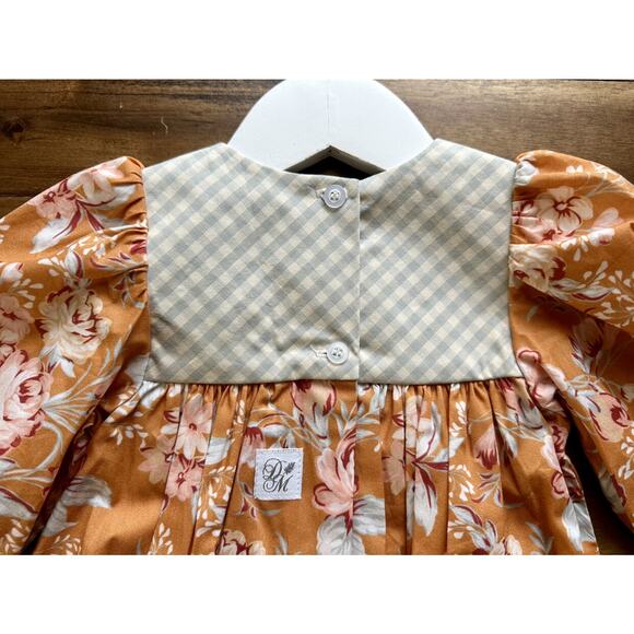 NWT Darling Mae Sybil Collection Orange Floral Bubble Short Sleeve Gingham 3T - Picture 5 of 8